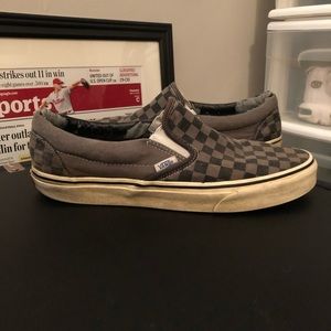 Vans Black and Gray Slip On Shoes